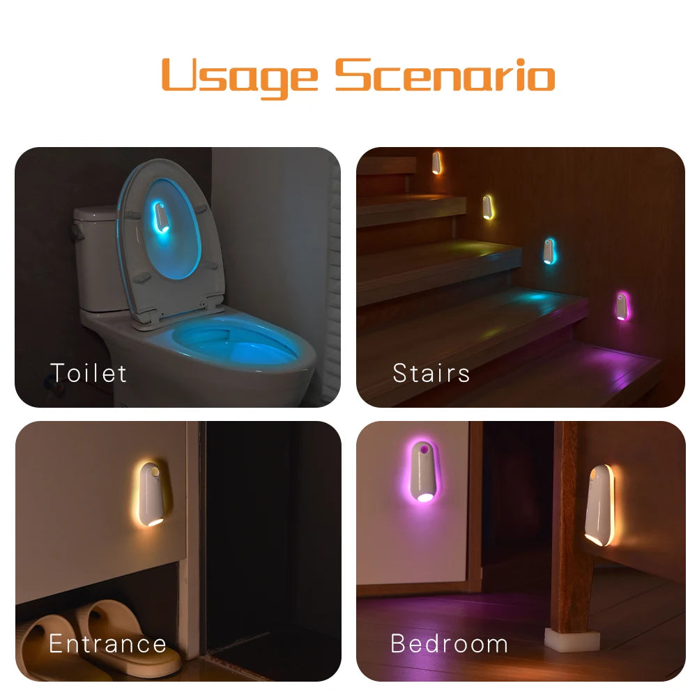 Enhance Your Bathroom with RGB Toilet Night Light - Motion Sensor, 7 Color Changing LED, Rechargeable for Ultimate Convenience!