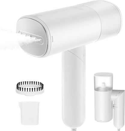 Handheld Steamer for Clothes, 1200W Foldable Travel Steamer, 20 Sec Preheat Garments Wrinkle Remover, 120V Portable Hand Iron with 150Ml Water Tank, Clothes Steamer for Home Travel-White