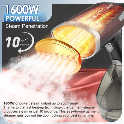 Steamer for Clothes, 1600W Handheld Clothes Steamer with 300Ml Tank, 10S Ultra-Fast Heat-Up Portable Garment Steamer Ideal