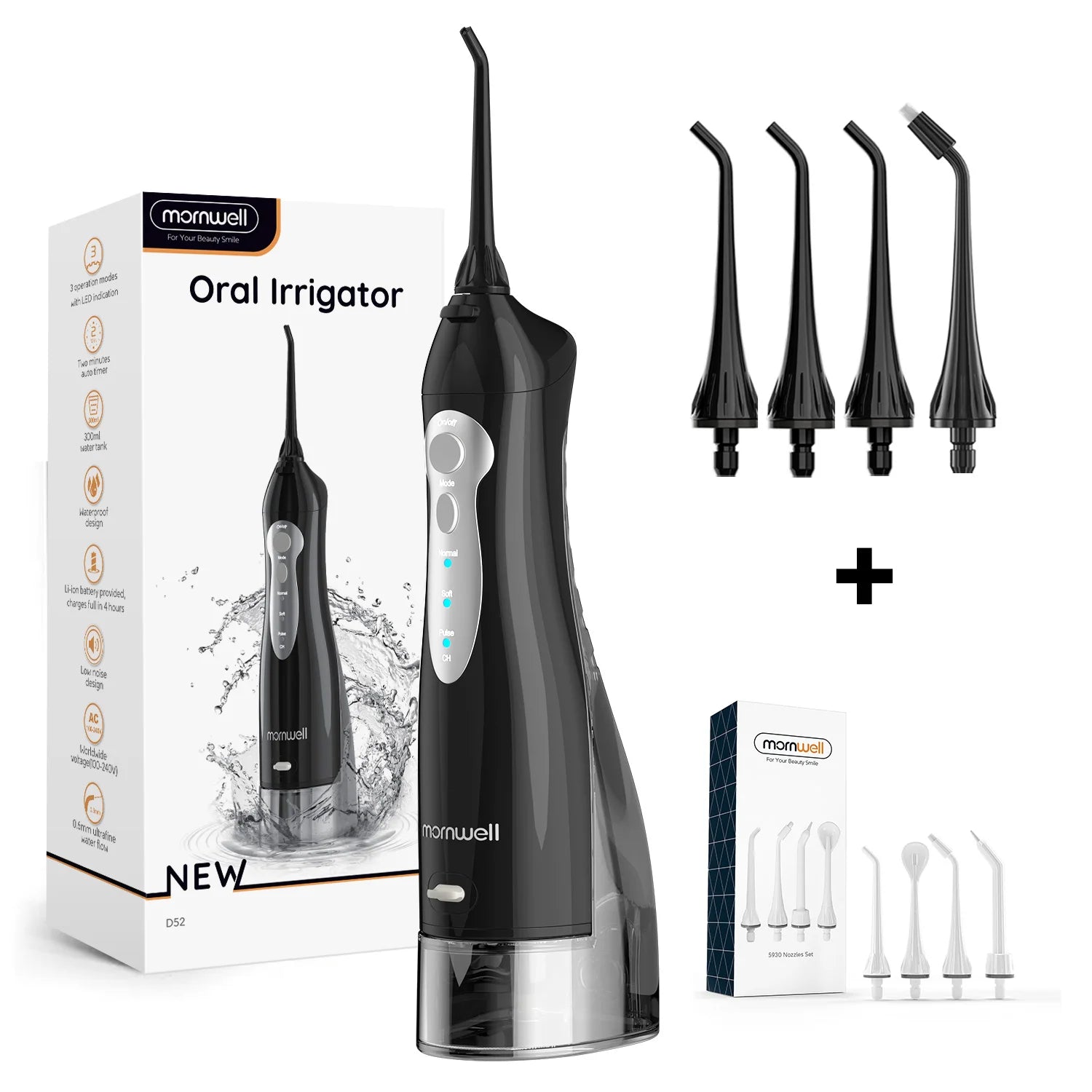 Water Dental Flosser Teeth Picks 4 Jets 3 Modes Portable Cordless D52 Water Flosser for Teeth Cleaner IPX7 Waterproof Oral Picks